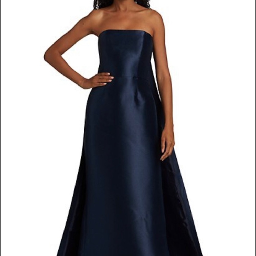 BHLDN Amsale Shera Strapless Dress with train size 8 Navy